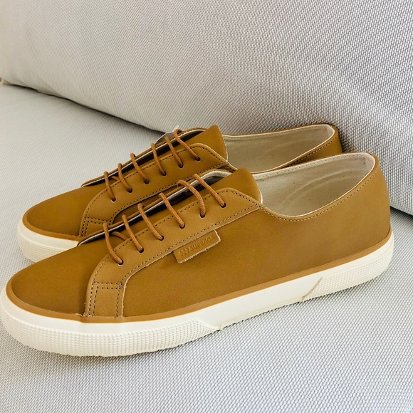 NWT Superga leather tan sneakers - Picture 2 of 12